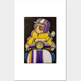 Retro Scooter, Classic Scooter, Scooterist, Scootering, Scooter Rider, Mod Art Posters and Art